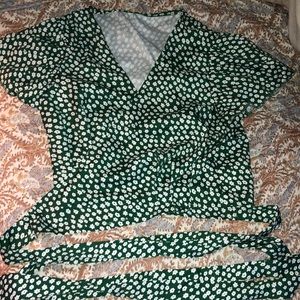 shein green floral matching set - size small